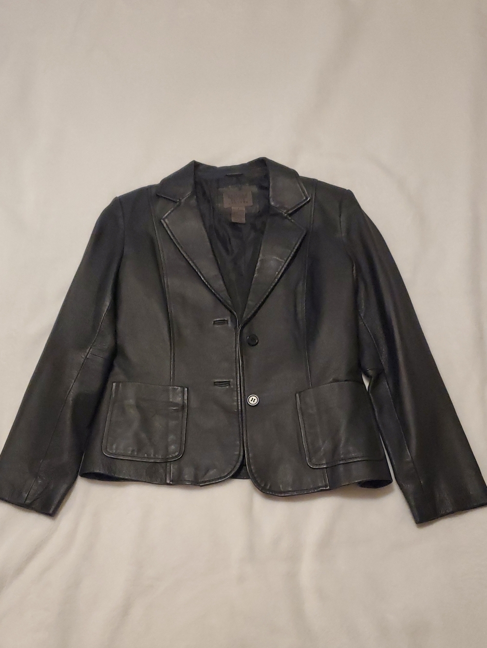 JohnPaulRichard Black Uniform Petite Leather Women's Blazer Jacket